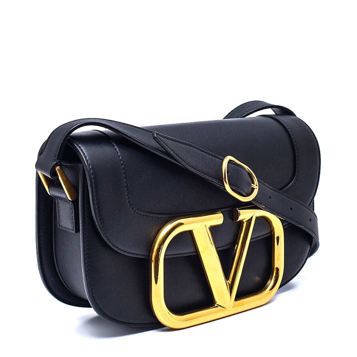 Valentino - Black Calfskin Leather Supervee Shoulder Bag 